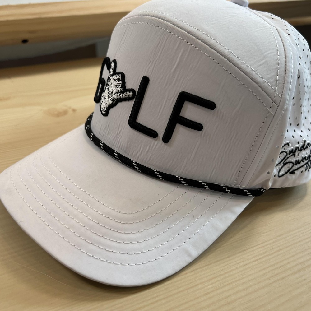 Sunday Swagger Hat Cap Snap Back Mens One Size White Golf Rope Perforated